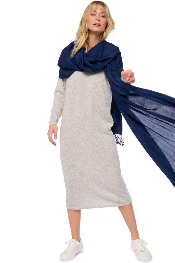 Cashmere & Silk ladies shawls adele dark navy 280x100cm